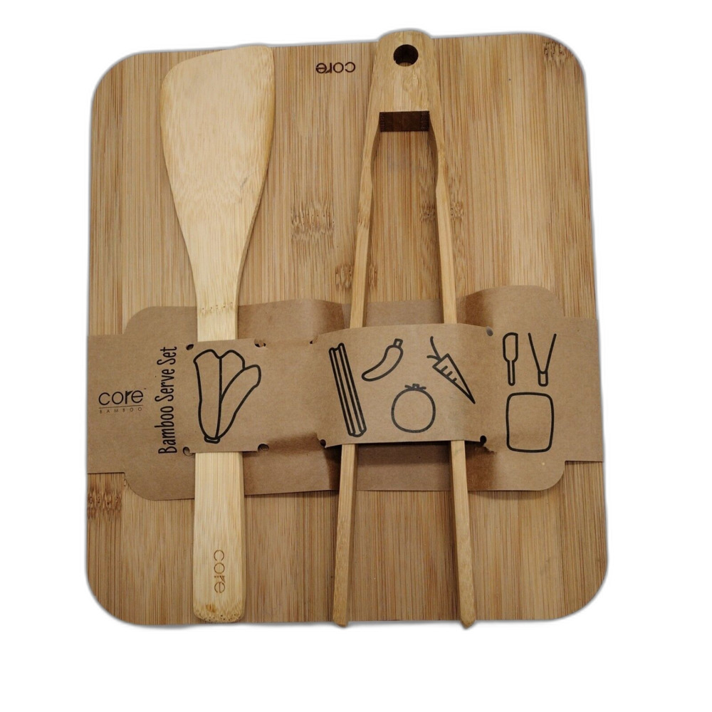 CauseBox Core Bamboo Serve Set 2020 Cutting Board, Spatula & Spoon NEW